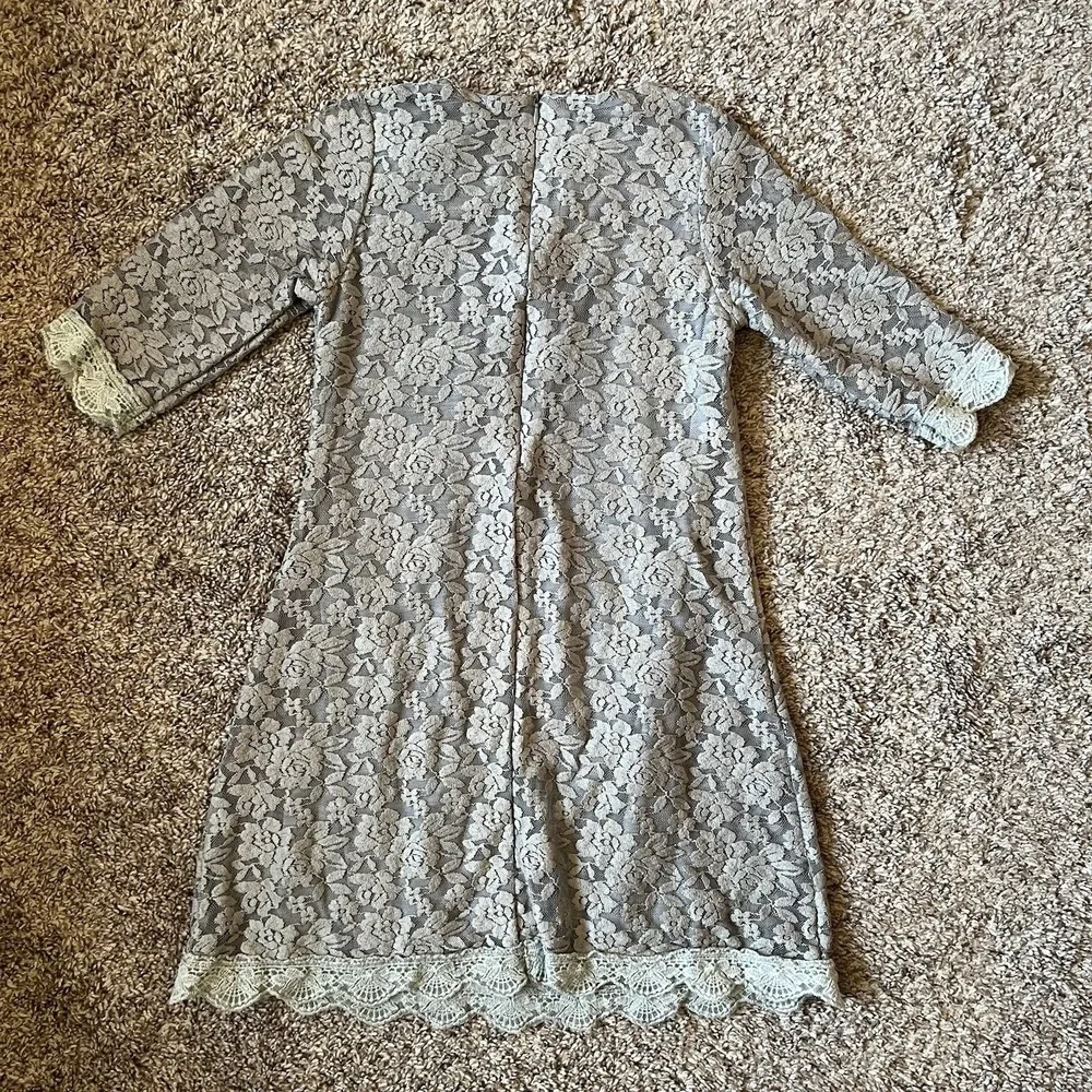 April Girl Dress Size 155 (7/8) Gray Lace